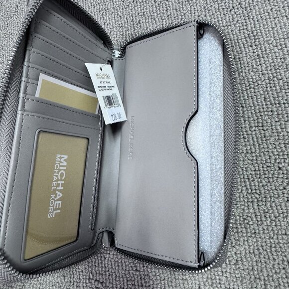 Michael Kors Jet Set Travel Wallet Bright White Zip Around Large NWT - Picture 8 of 8